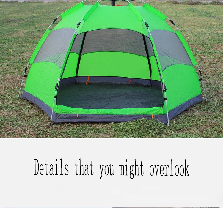 Cheap Goat Tents Automatic multi person double layer 5 8 people hexagonal tent outdoor camping camping rain tent Tents 
